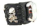 100%Genuine Leather Band Skull Design Band Punk Watch,Precise Quartz Movement