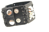 100%Genuine Leather Band Skull Design Band Punk Watch,Precise Quartz Movement