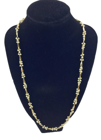 22" Chain With Polish Brass & Faux Pearl