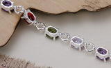 925 Silver Fashion Jewelry Charm Bracelet Colorful Rhinestone Bracelet
