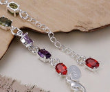 925 Silver Fashion Jewelry Charm Bracelet Colorful Rhinestone Bracelet