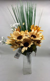 Burlap Sunflowers, Onion Grass, Filler Bush Artificial Flowers