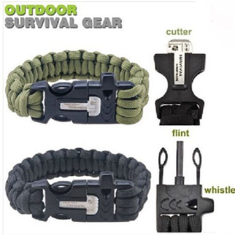 New 550Lb Paracord Survival Buckle With Flint&Whistle&Cutter,