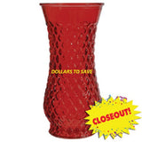 1-pcs Red Translucent Glass Diamond Bouquet Vases, 8.5 in.