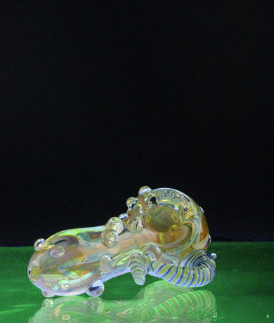 "The Orchid" Fume Worked Glass Spoon Hand Pipe with Dots