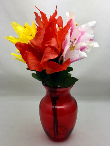 Tiger Lillies Red White/Purple, Yellow, Filler Bush Artificial Flowers