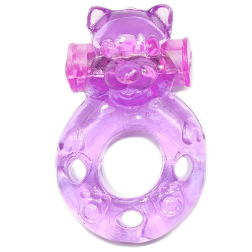 1-Purple Cute Bear Vibrating Cock Ring