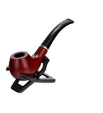 1- Classic Wooden Cigarette Tobacco Cigar Smoking Pipe, Leather Pouch+PipeHolder