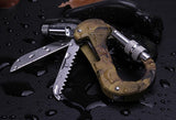 100% Stainless Steel Camouflage Multi Function Hiking Survival Rock Climbing Gear Knife Carabiner Tool,edc gear