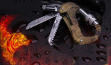 100% Stainless Steel Camouflage Multi Function Hiking Survival Rock Climbing Gear Knife Carabiner Tool,edc gear