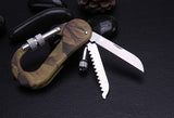 100% Stainless Steel Camouflage Multi Function Hiking Survival Rock Climbing Gear Knife Carabiner Tool,edc gear