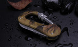 100% Stainless Steel Camouflage Multi Function Hiking Survival Rock Climbing Gear Knife Carabiner Tool,edc gear