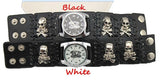 100%Genuine Leather Band Skull Design Band Punk Watch,Precise Quartz Movement