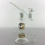 10" Tall Gilded Glass travel bubbler set