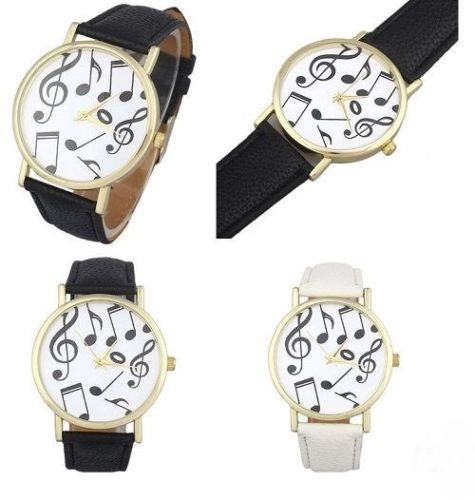 Casual Woman/Man Leather Band Analog Quatz Watch Wrist watch With Music Notes