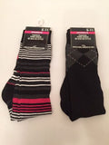 2- Pairs 9-11 Womans Crew Socks  Knee-High, Multi-Color and Multi-Colored