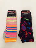 2- Pairs 9-11 Womans Crew Socks  Knee-High, Multi-Color and Multi-Colored