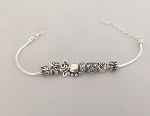 Silver Plated Snake Chain Bracelet Fits European Charm 16-23 Cm Long