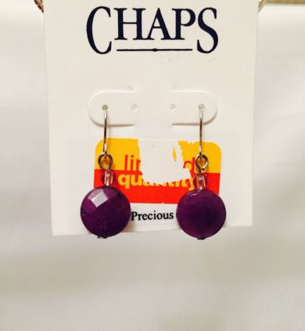 Chaps Woman's Purple Semi Precious Accent Earrings