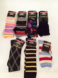 2- Pairs 9-11 Womans Crew Socks  Knee-High, Multi-Color and Multi-Colored