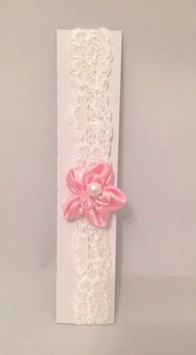 One Babies Girl White Lace Flower Stretch Hair Headbands 19 X 3 Cm 74/8" X1/18"