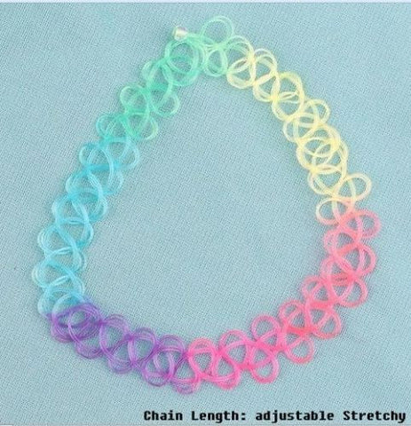 Colorful Vintage Stretch Tattoo Choker Necklace Retro Gothic Punk Elastic Fashio