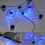 Usb Light Led 3 Fan Cooler  Pad Tray For Laptop Notebooks Consoles Blue