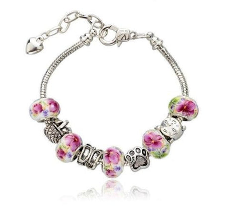High-Quality 925   Silver European Charm Bracelet and glass