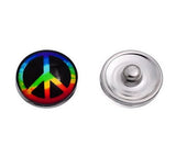 12 Pcs Snap Jewelry Peace Symbol 18 Mm Mixed