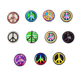 12 Pcs Snap Jewelry Peace Symbol 18 Mm Mixed