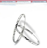 Real Solid 925 Sterling Silver Fashion Elegant Big Round Hoop Earrings