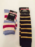 2- Pairs 9-11 Womans Crew Socks  Knee-High, Multi-Color and Multi-Colored