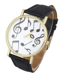 Casual Woman/Man Leather Band Analog Quatz Watch Wrist watch With Music Notes