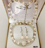 Genuine Mother Of Pearl Set Earrings/Necklace