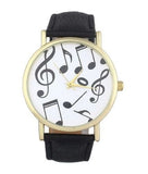 Casual Woman/Man Leather Band Analog Quatz Watch Wrist watch With Music Notes