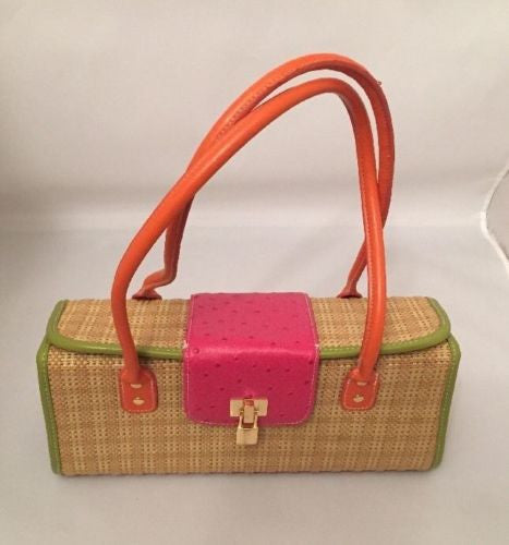 Weaved Beaded  bamboo Style Pocketbook 12", 4  6", "Handmade  Bags Medium Multi