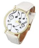 Casual Woman/Man Leather Band Analog Quatz Watch Wrist watch With Music Notes