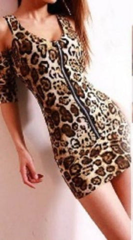 Sexy Woman Leopard Slim Party Cocktail Minidress Nightclub Clubwear