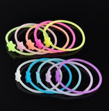 10 Pcs Luminous Neon Silicone Gummy Loom Rubber Headbands, Wristband Bracelet
