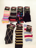 2- Pairs 9-11 Womans Crew Socks  Knee-High, Multi-Color and Multi-Colored