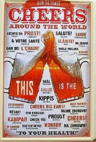 Cheers Antique Tin Sign Metal Poster Beer Sign Wall Decor Hanging Sign 20-30cm