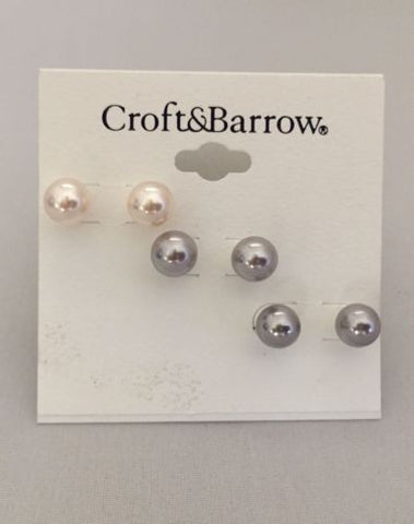 Croft & Borrow Woman's Designer Round Pearl Style  Earrings