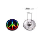 12 Pcs Snap Jewelry Peace Symbol 18 Mm Mixed