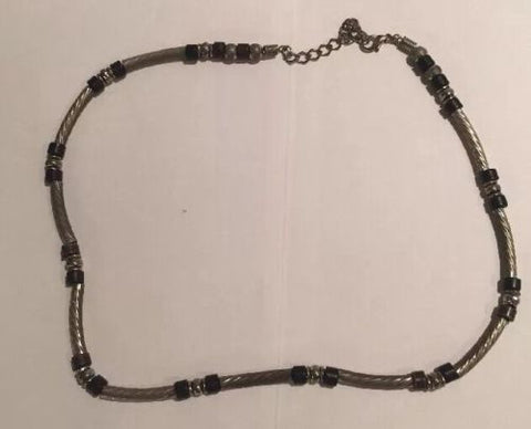 Rope Style Chain With Black Beads Chrome Beads Chrome Sleeves