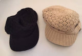 One Size, Top 2 -  Hat  Womans Knited Cabbies Black And Tan