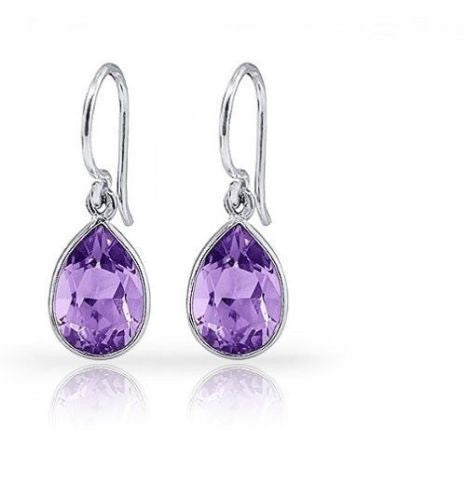 3.00 Ctw Genuine amethyst St Pear drop Earrings