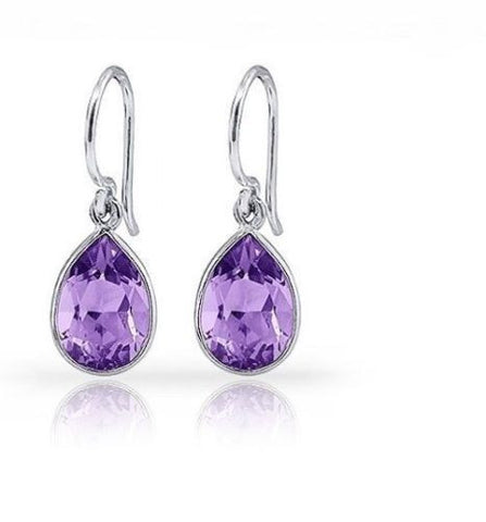 3.00 Ctw Genuine amethyst St Pear drop Earrings