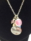 16" Silver Chain W/ 2 1/2" 5 Charms Mom Necklace