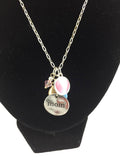 16" Silver Chain W/ 2 1/2" 5 Charms Mom Necklace