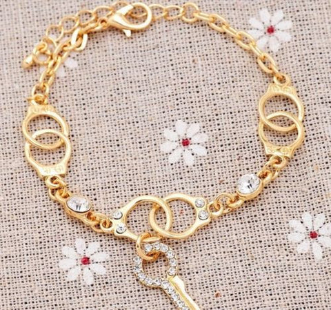 18K High Quality Gold Plated Bracelet Crystal Handcuffs